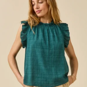 Damen-Top mit Volants aus Crêpe