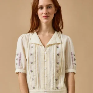Damenbluse mit Stickerei - CYRILLUS X EMILE & IDA