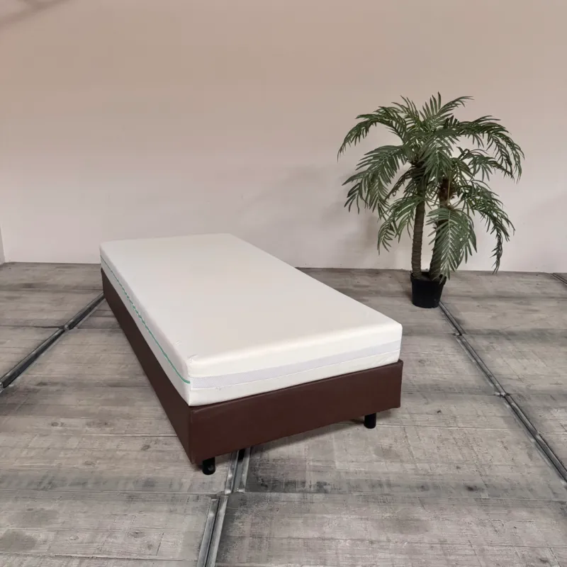 Boxspringbett Einzelbett 90x200 mit Kaltschaum Matratze Braun Leder Bett Gebraucht
