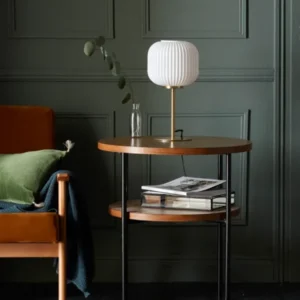 Lampe aus Messing und geriffeltem Glas