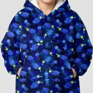 Happy Glow Fish Wearable Bamboo Blanket Hoodie