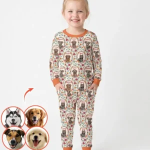 Hispanic Floral Dog Bamboo Two Piece Long Sleeve Pajama Set