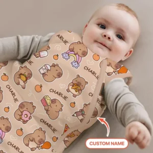 Custom Name Cute Capybara Bamboo Sleep Bag