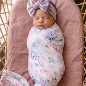 Lavender Rose Garden Bamboo Swaddle Blanket