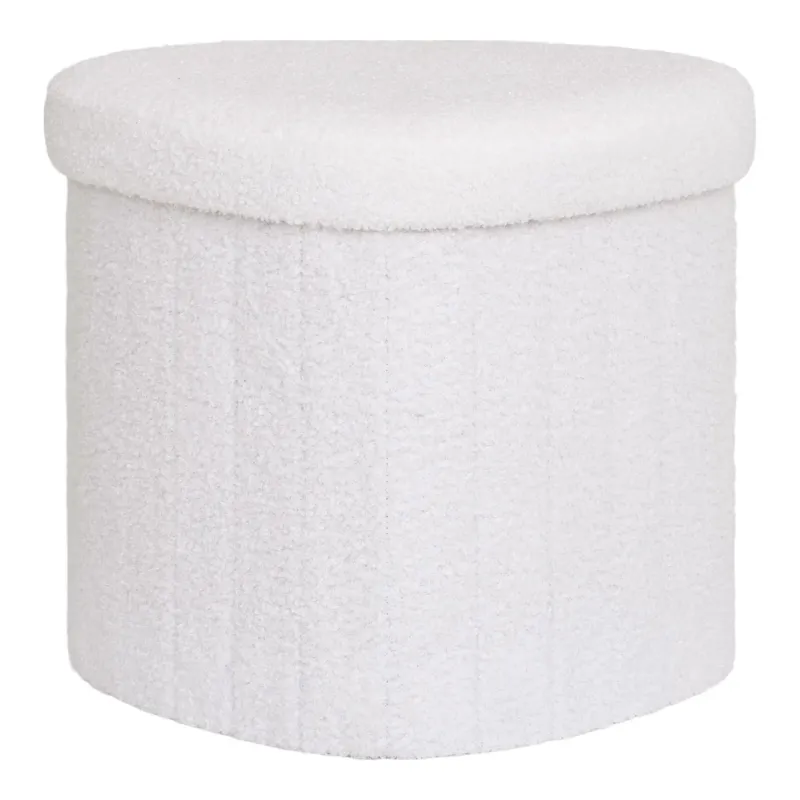 Beistellhocker Lumino Bouclé Weiß mit Stauraum
