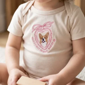 Custom Pet Face Embroidered Bamboo Bodysuit