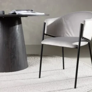 2er Set - Stuhl Calyra mit hellgrauem Samtstoff