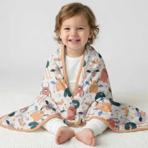 Monsters Fun Pastels Hand Painted Cute Bamboo Blanket