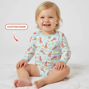 Custom Name Preppy Crawfish Season Bamboo Bodysuit