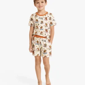 We Ride At Dawn Bamboo Two Piece Short Sleeve Shorts Pajama Set