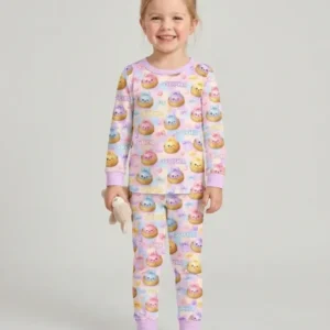 Custom Name Coquette Glitter Dumpling Bamboo Two Piece Long Sleeve Pajama Set
