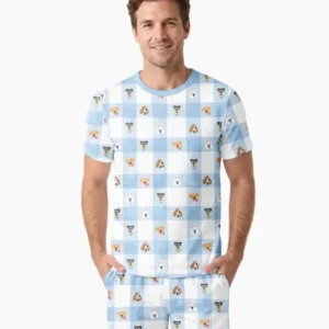 Plaid Pals Family Matching Bamboo Men Short Sleeve Short Pajama Set