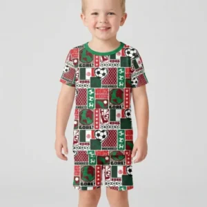 World Soccer Vamos Mexico Bamboo Two Piece Short Sleeve Shorts Pajama Set