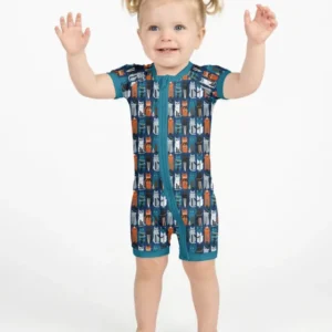 Retro Halloween Cat Bamboo Shorty Zippy