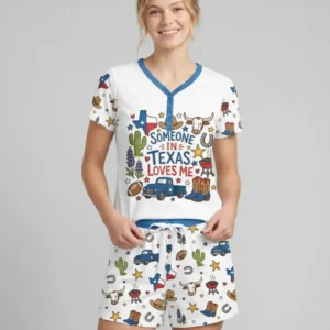 Someone in Texas Loves Me Bamboo Women Short Sleeve Short Pajama Set