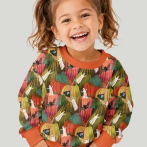 Big Pumpkin Field With Ghosts Bamboo Crewneck Sweatshirt