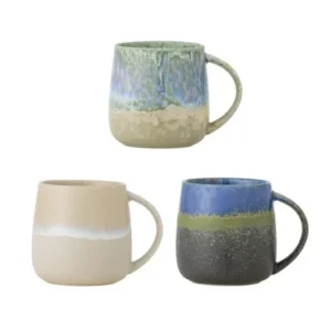 Becher-Set „Nerisa“ – Blaues Steingut (3-teilig)