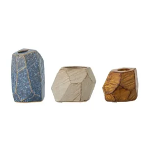 Kerzenhalter Set (3-teilig) "Blessure" - aus Steingut