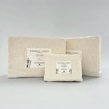 Bamboo Linen Duvet Cover & Sheets – 80% Bamboo Rayon 20% Linen, 185 TC, 160 GSM, OEKO-TEX Certified – Twin to Super King