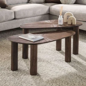 Couchtisch Dunara - 2er Set aus hochwertigem Teakholz in dunkelbraun