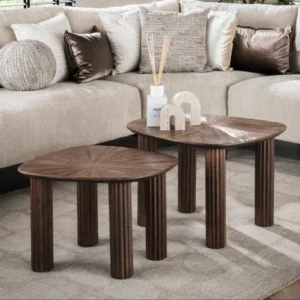 Couchtisch Kivara - 2er Set aus hochwertigem Teakholz im Viereck-Design