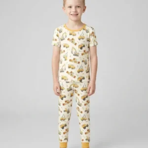 Custom Construction Matching Sibling Bamboo Two Piece Short Sleeve Pajama Set