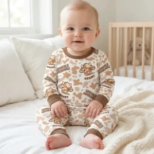 Udderly Adorable Custom Name Bamboo Two Piece Long Sleeve Pajama Set