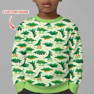 St. Patrick's Day Dinosaurs Custom Bamboo Crewneck Sweatshirt