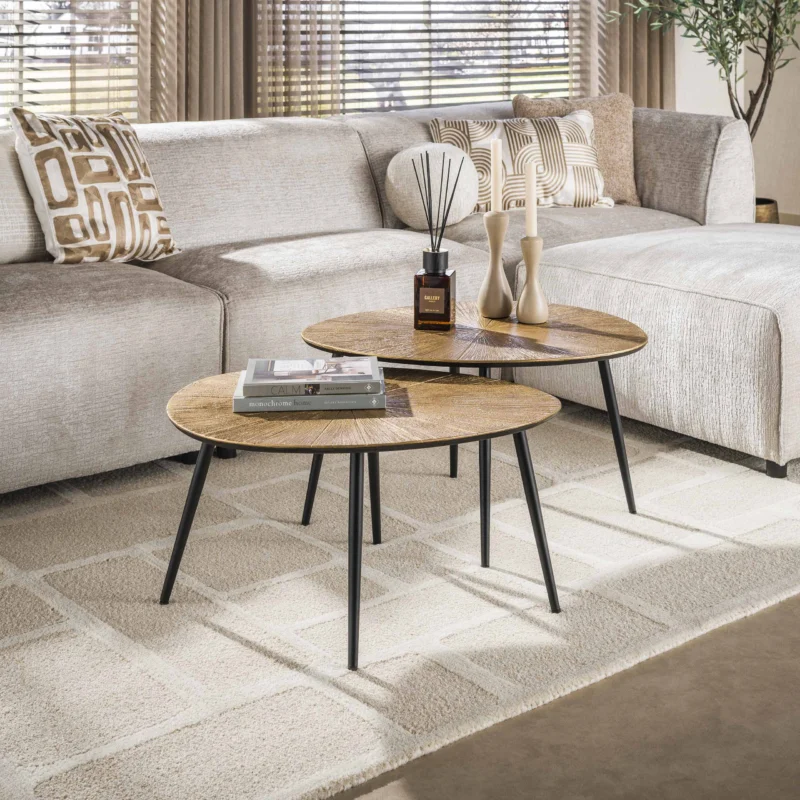 RAY Couchtisch Set aus 2 / Ray Antikgold