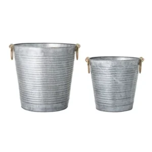 Blumentopf-Set Varese – Antik-Zink-Optik in Grau (2er-Set)
