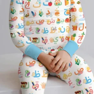 Arabic Alphabet Bamboo Two Piece Long Sleeve Pajama Set