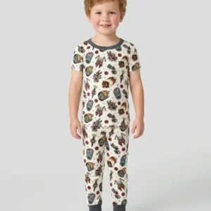Born to Ride Together Family Matching Bamboo Two Piece Short Sleeve Pajama Set