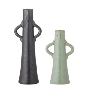2er Set Vase Kima - Grün, aus Steingut