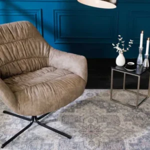 BIG DUTCH Drehbarer Sessel taupe mit Armlehnen Retro Stil