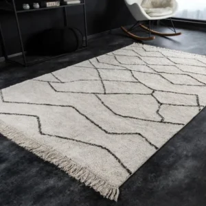 EUPHORIA Design Hochflor Teppich 230x160cm beige Baumwolle Linienmuster