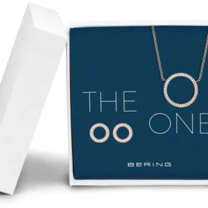 Bering Schmuckset mit Halskette und rundem Anhänger mit Steinbesatz