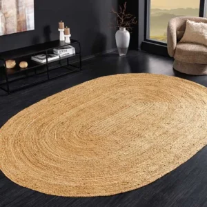 Ovaler Teppich PURE NATURE 230x160cm Jute handgewebt Flachgewebe
