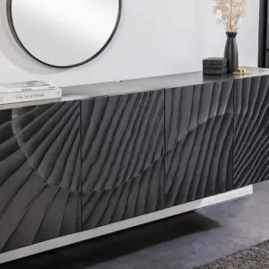 Massives Sideboard SCORPION 180cm schwarz hängend Mangoholz 3D-Design