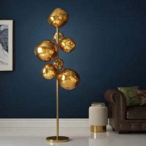 LIQUID DIAMOND Design Stehlampe 170cm Glas Stahl sieben Schirme Kugelleuchte