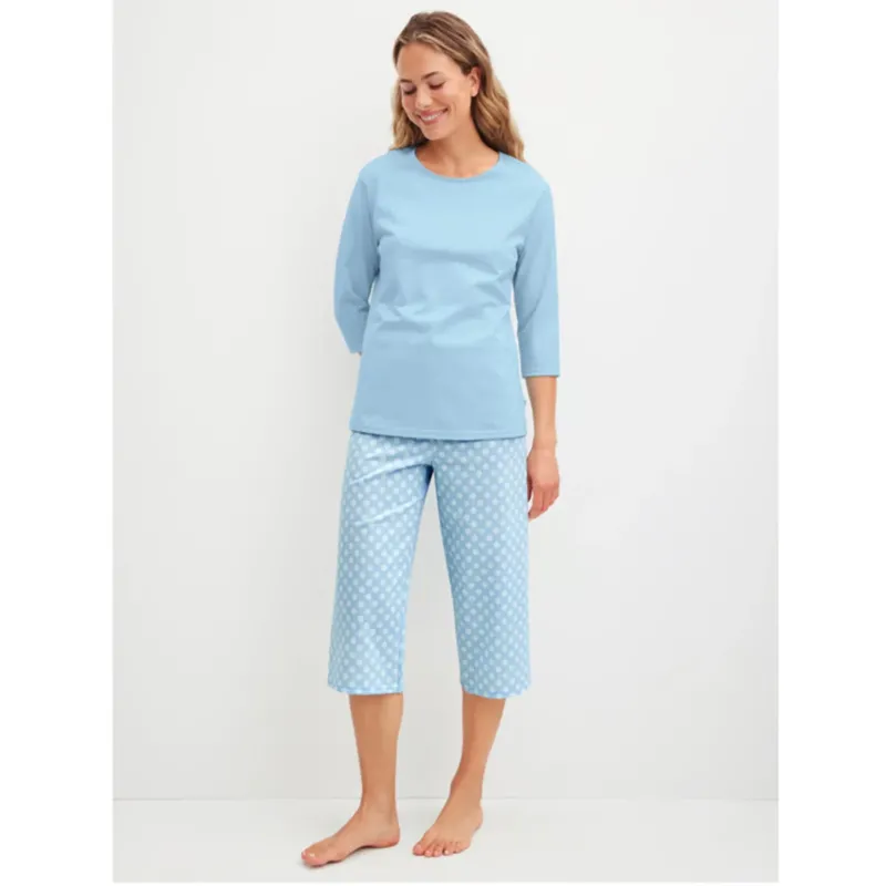 Calida Damen Pyjama 3/4 Lovely Nights cascade blue 46252
