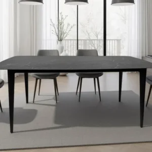 MILANO Moderner Esstisch 160cm anthrazit Keramik schwarze Metallbeine