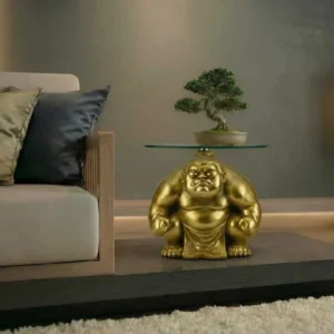 SUMO Runder Beistelltisch 30cm gold Skulptur handmade