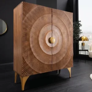 GOLDEN SUNSET Handgearbeitetes Highboard 120cm braun gold Mangoholz