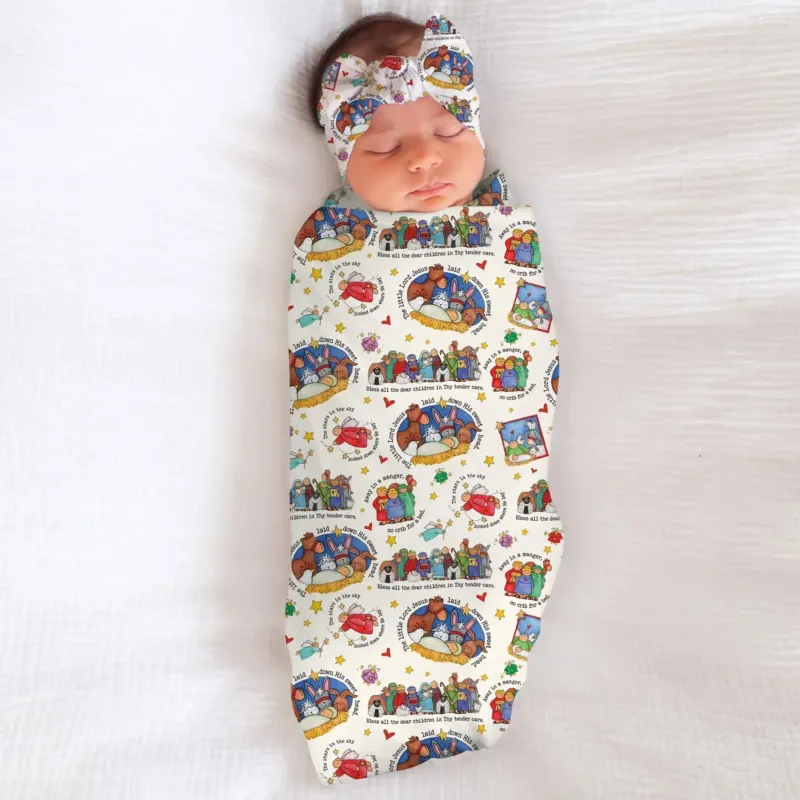 Away In A Manger Blessings Bamboo Swaddle Blanket