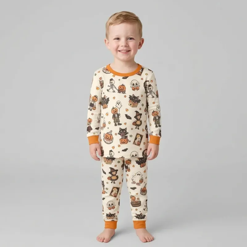 Vintage Halloween Bamboo Two Piece Long Sleeve Pajama Set