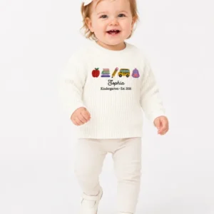 Little Apple Embroidered Baby Name Bamboo Knit Sweater Bubble