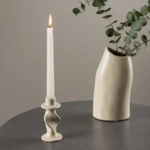Kerzenhalter Medelin - Ø6 cm aus Steinzeug in der Farbe Beige