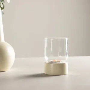 Laterne Grazie - Laterne aus Glas und beigem Steinzeug