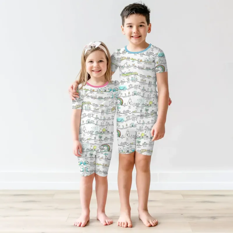 Bible Story Journey Family Matching Bamboo Two Piece Short Sleeve Shorts Pajama Set