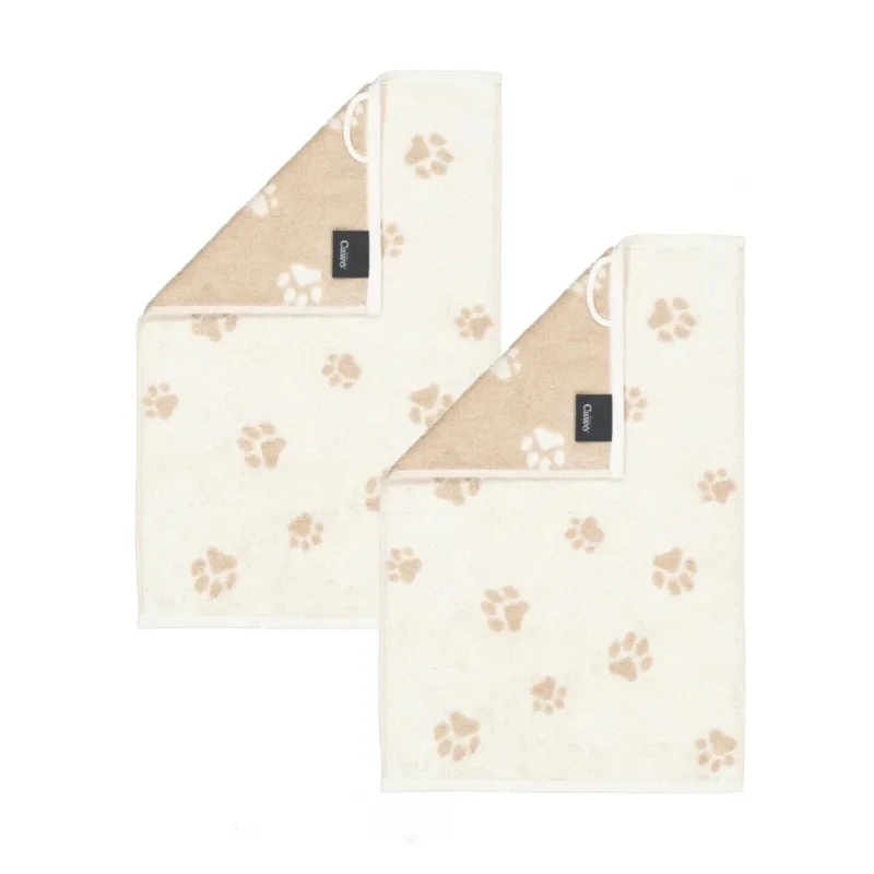 2er Gästetuch-Set 30 x 50 cm We Love Dogs Pfoten Natur